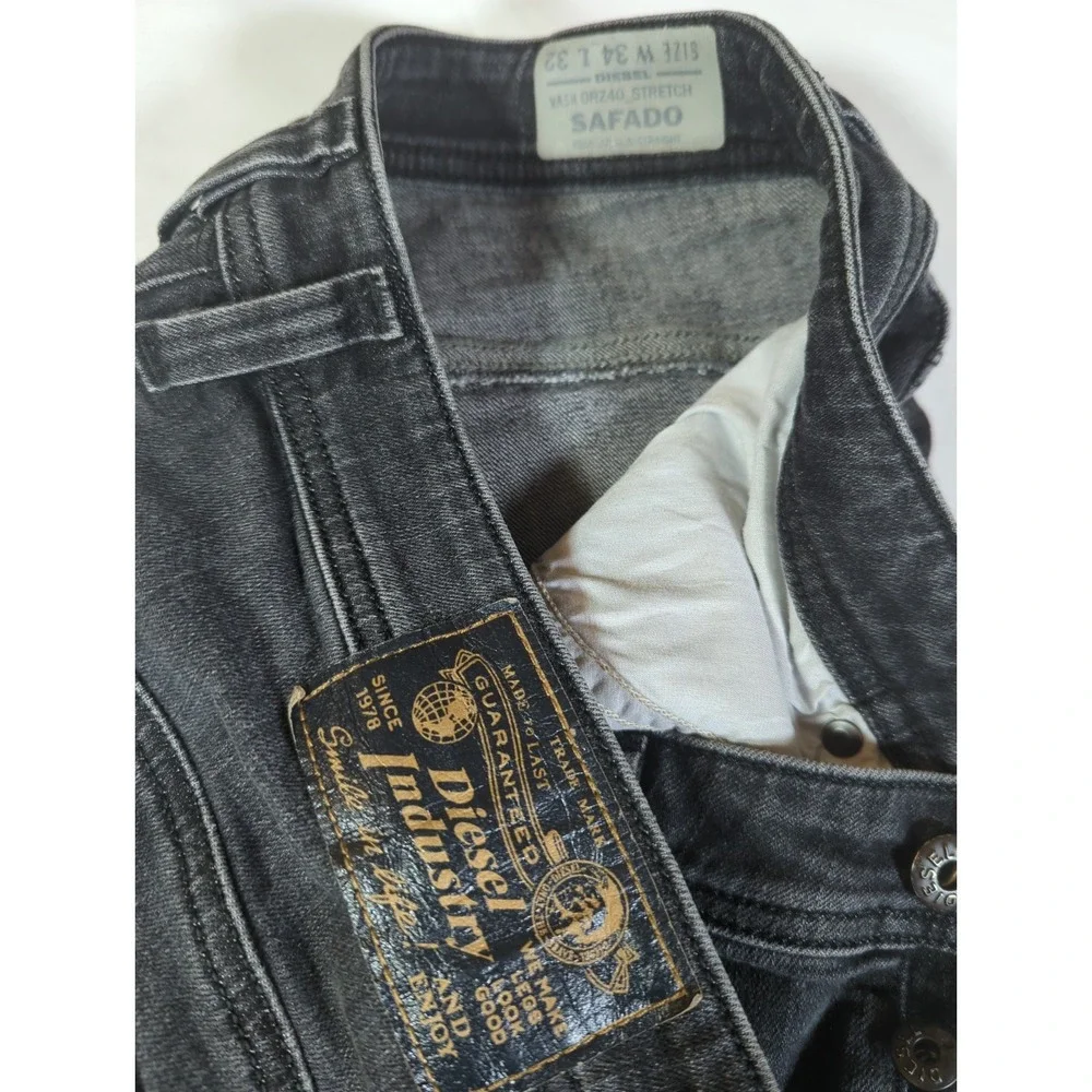 Diesel Industry SAFADO Jeans Men 34 x 32 Regular Slim Straight  Button Fly ORZ40